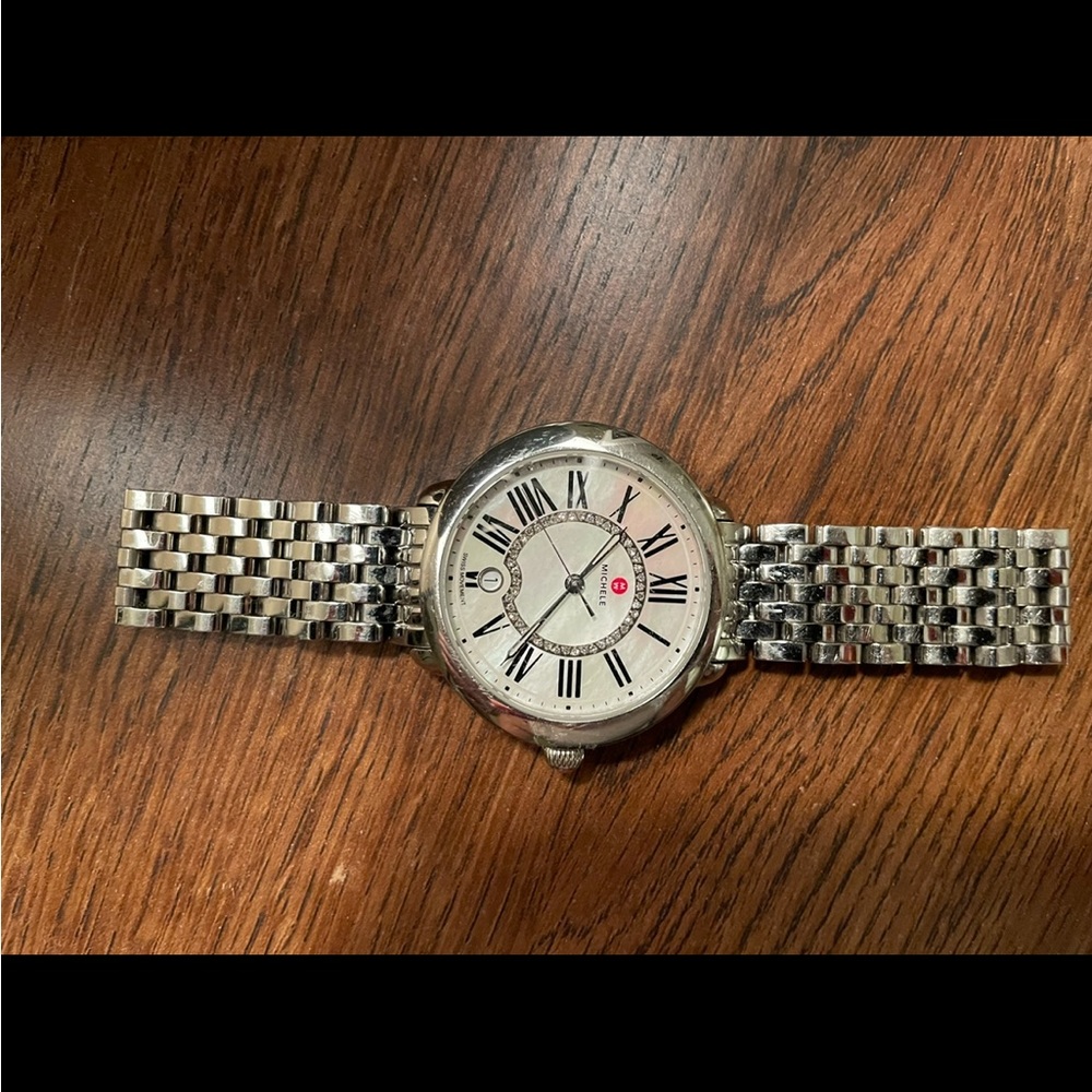 Michele Watch stainless diamond dial watch